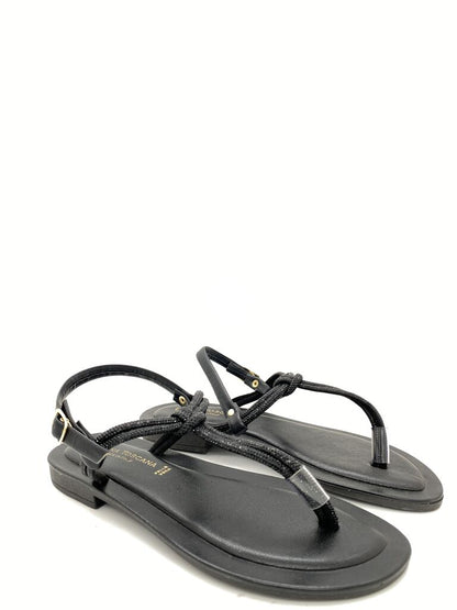 Black Strappy Sandal with Adjustable Buckle