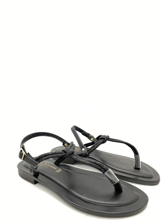 Black Strappy Sandal with Adjustable Buckle
