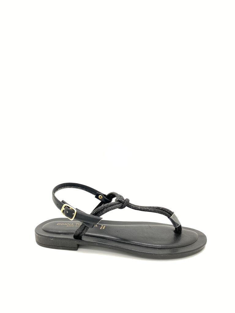 Black Strappy Sandal with Adjustable Buckle