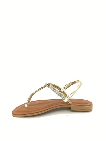 Gold Embellished Sandal with Strappy Design