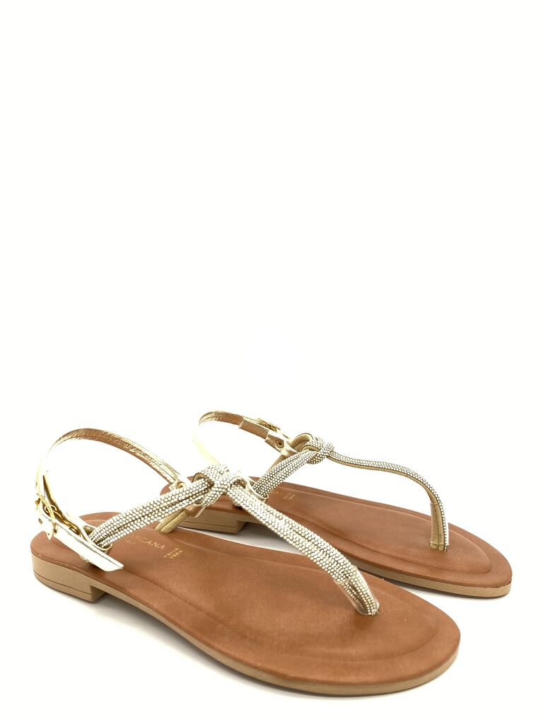 Gold Embellished Sandal with Strappy Design