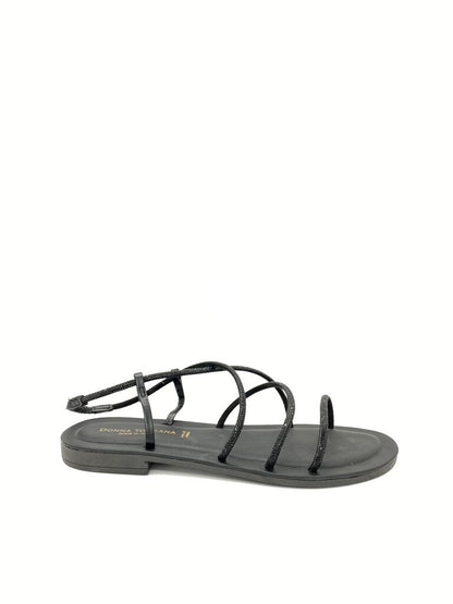 Black Strappy Flat Sandal with Sleek Design