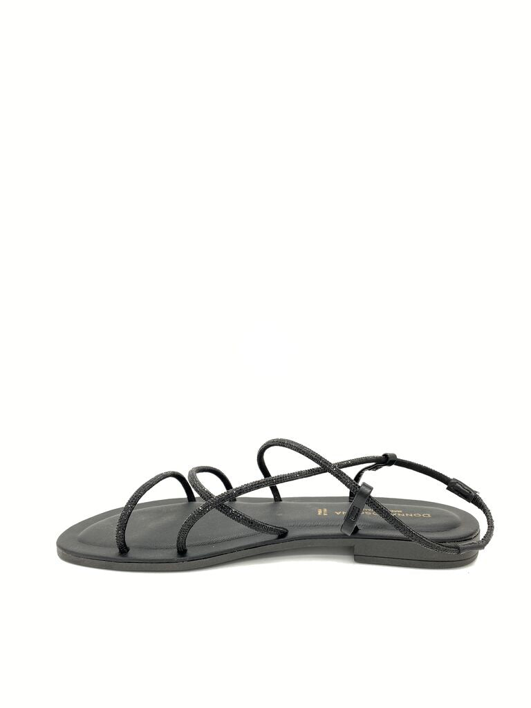Black Strappy Flat Sandal with Sleek Design