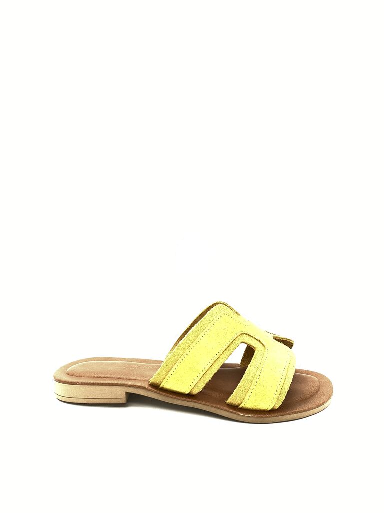 Sunny Yellow Suede Slide Sandals