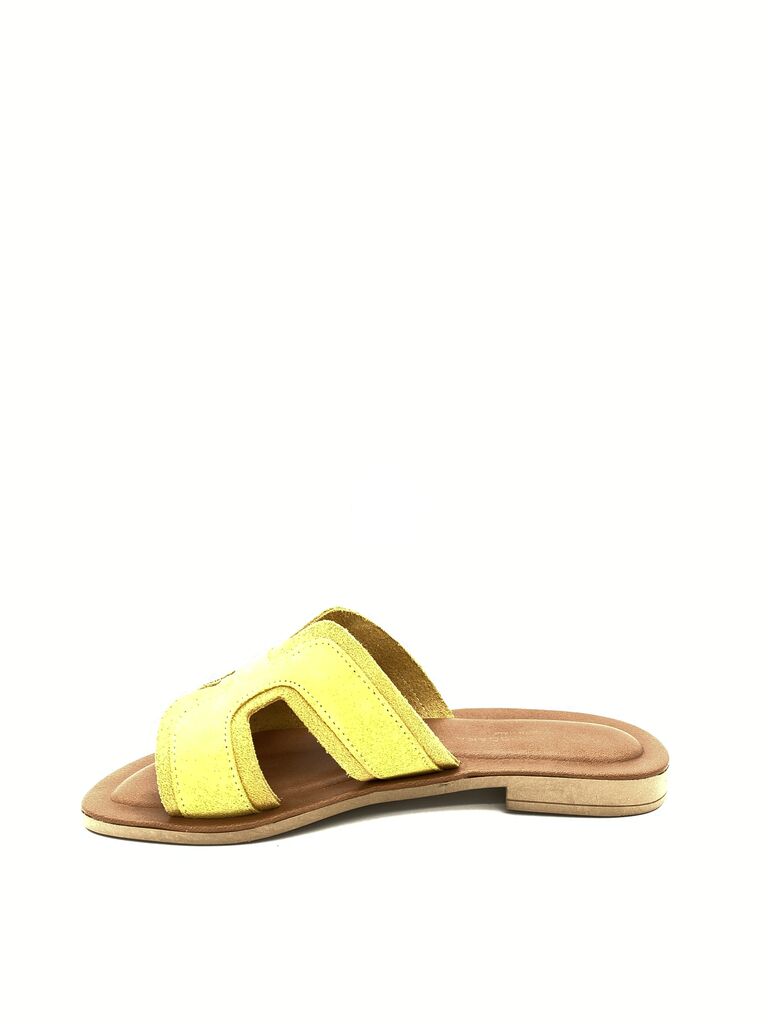 Sunny Yellow Suede Slide Sandals