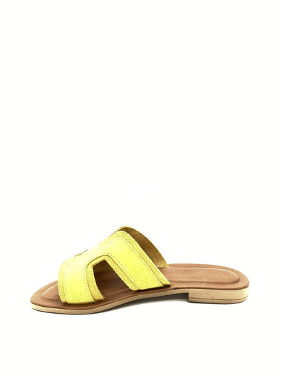 Sunny Yellow Suede Slide Sandals