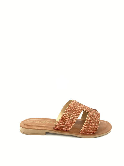 Terracotta Embellished Slide Sandal