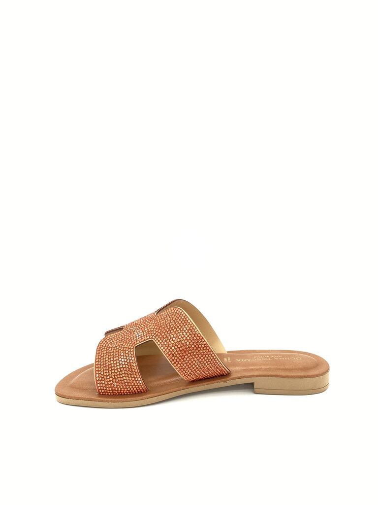 Terracotta Embellished Slide Sandal