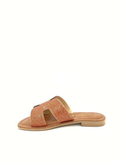 Terracotta Embellished Slide Sandal