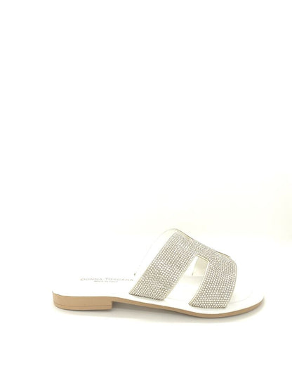 White Rhinestone Slide with Open Design