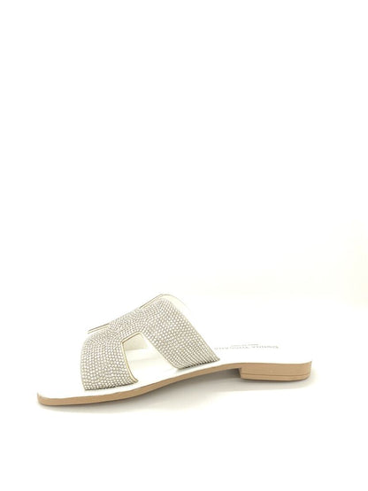 White Rhinestone Slide with Open Design