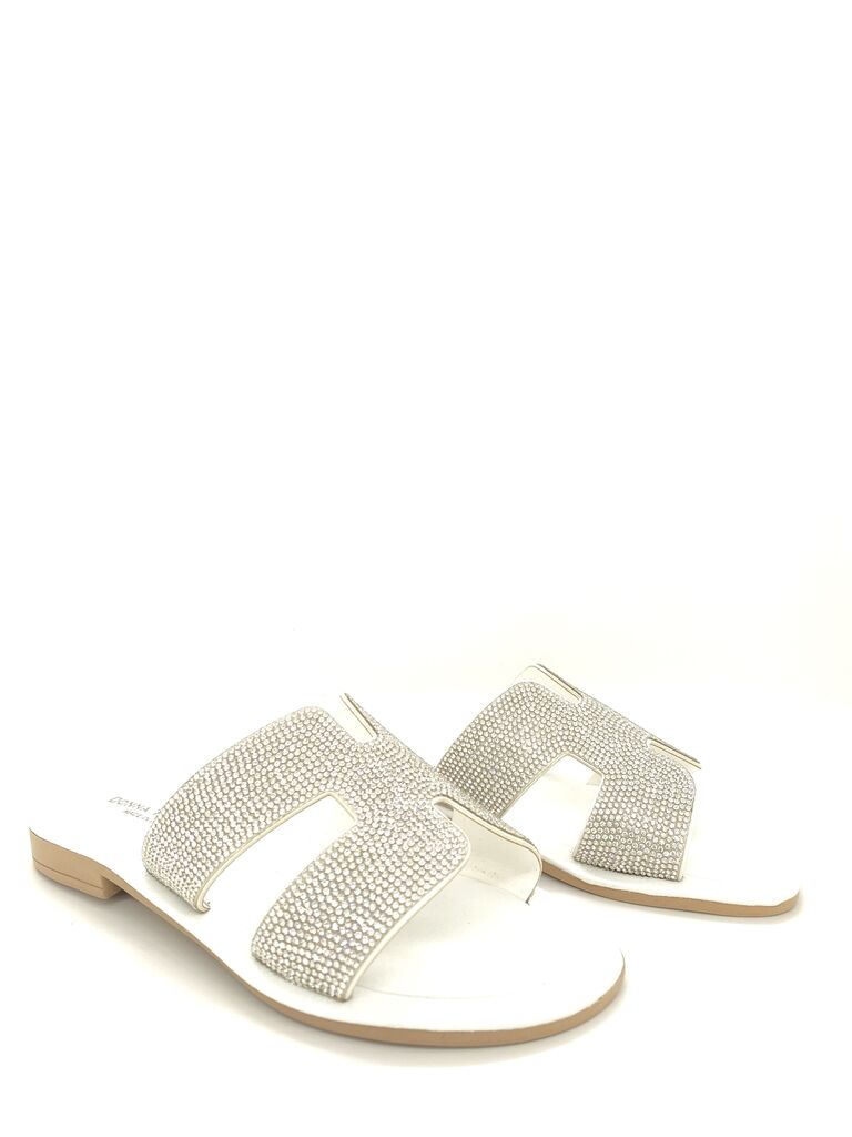 White Rhinestone Slide with Open Design