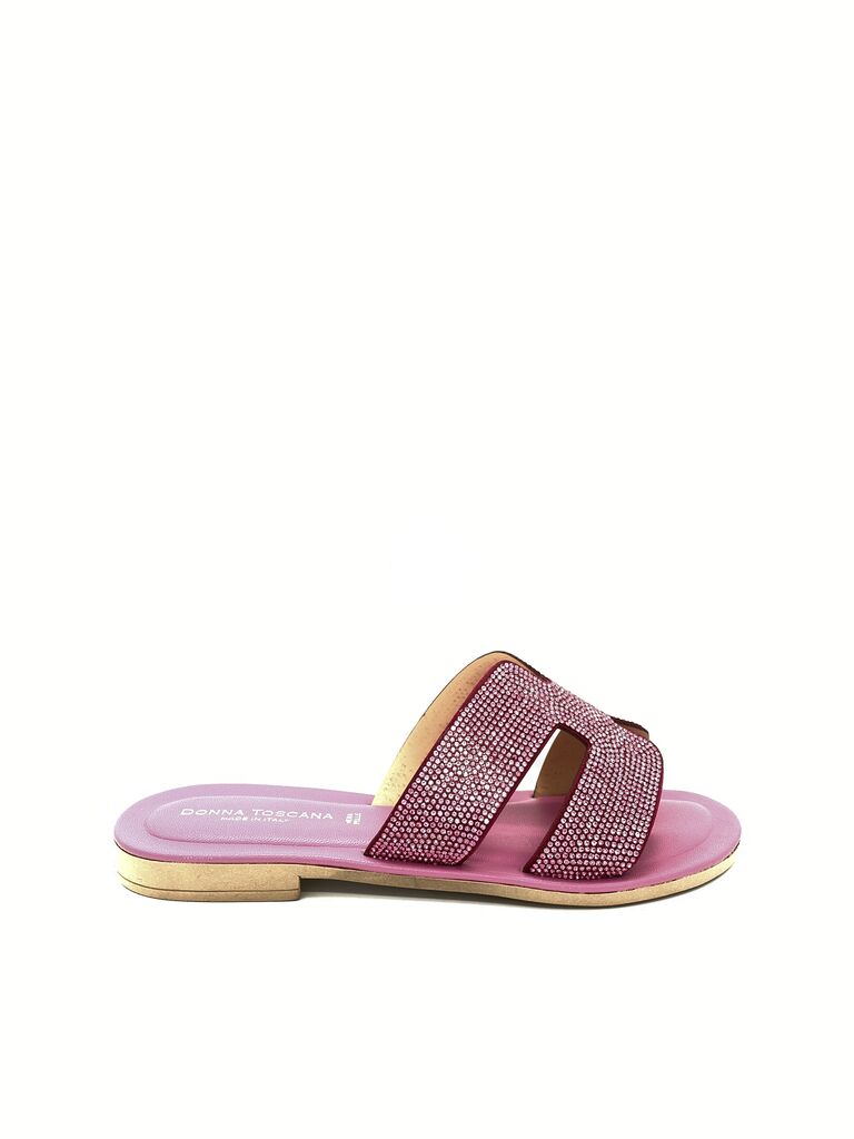 Pink Gemstone Embellished Slide Sandals
