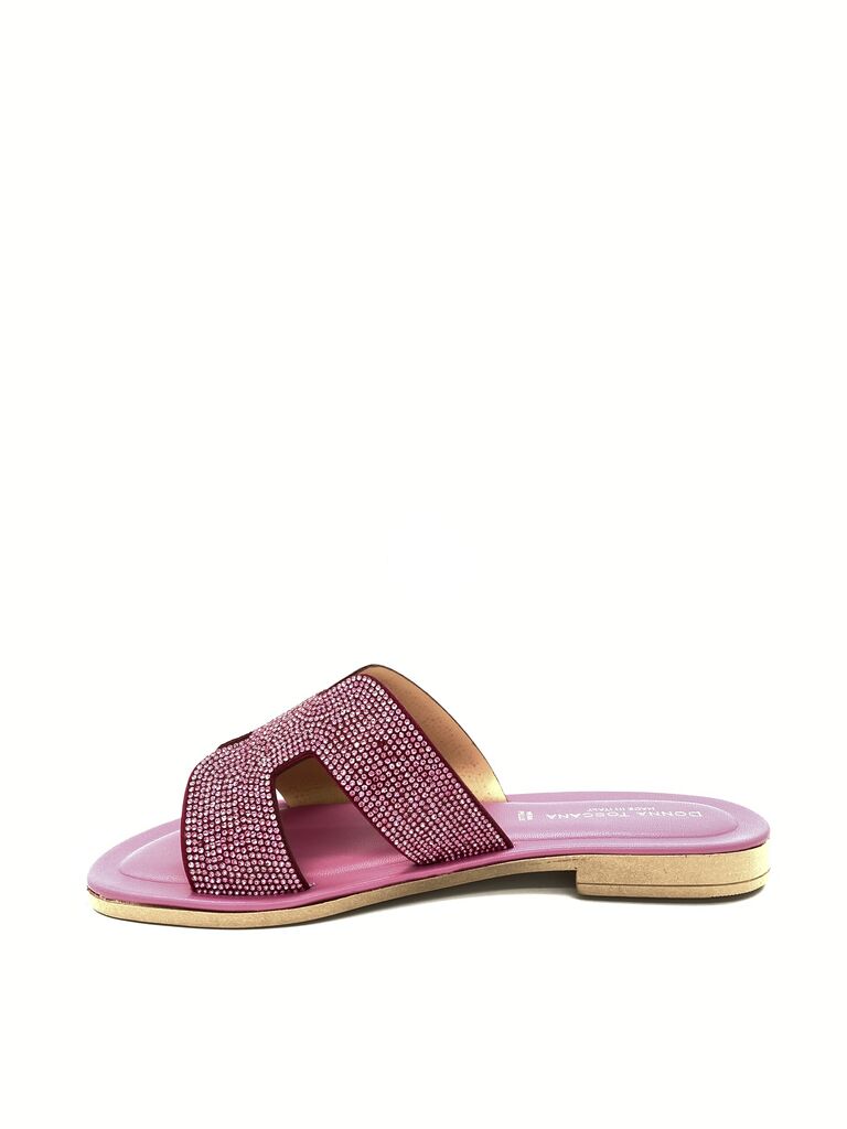 Pink Gemstone Embellished Slide Sandals