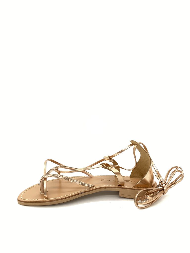 Rose Gold Strappy Sandal with Lace-Up Design