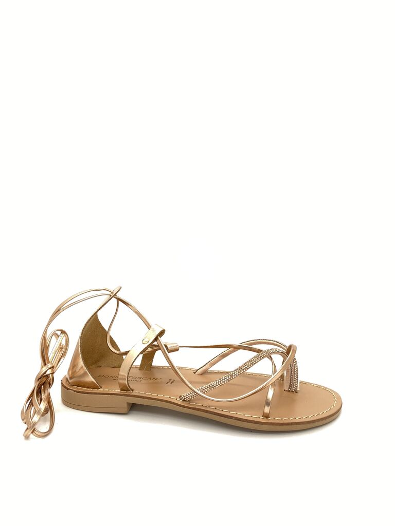 Rose Gold Strappy Sandal with Lace-Up Design