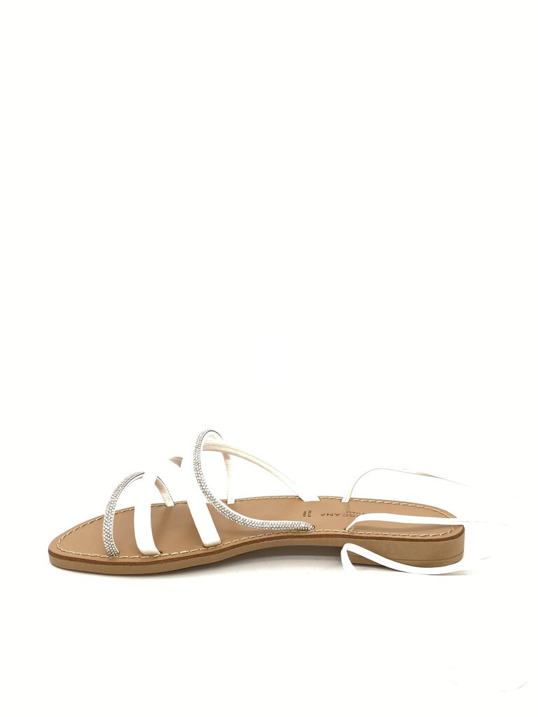 White Strappy Sandal with Rhinestone Detail