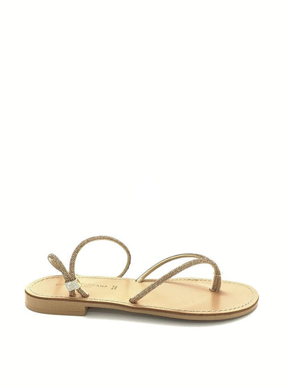 Beige Sparkle Strap Slide Sandals