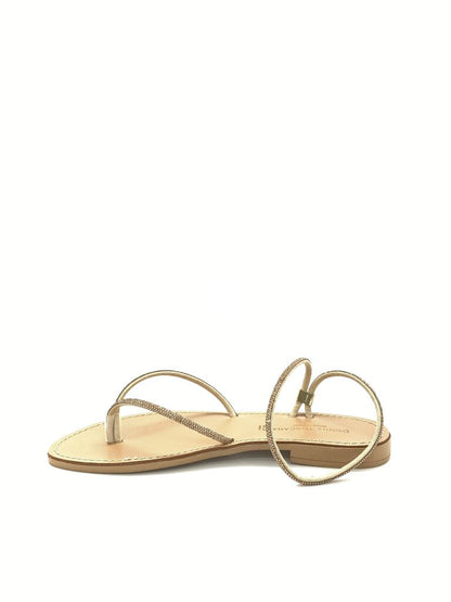 Beige Sparkle Strap Slide Sandals