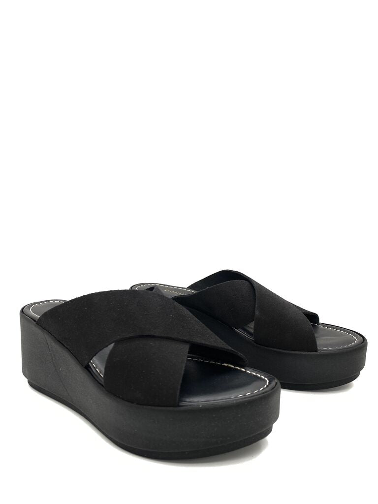 Black Cross-Strap Platform Sandals