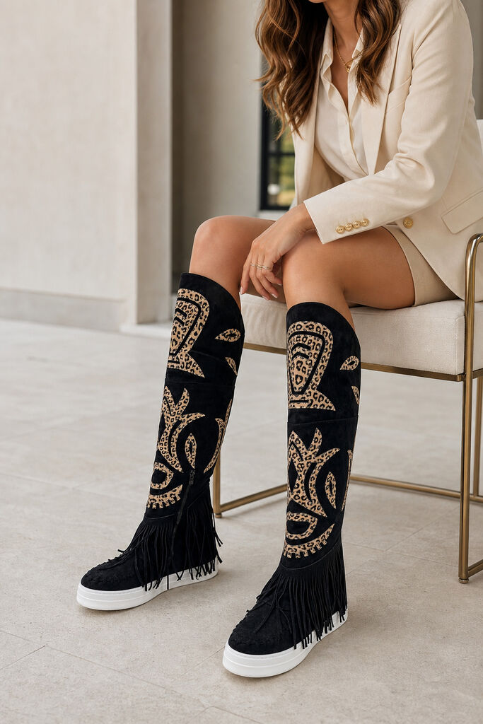 Over the Knee Boot Suede NERO
