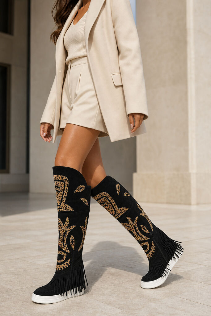 Over the Knee Boot Suede NERO