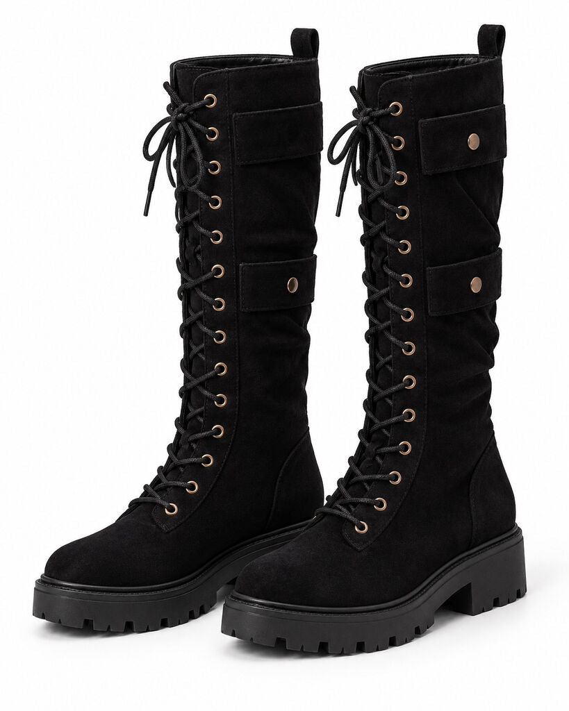 Knee High Boot Suede BLACK