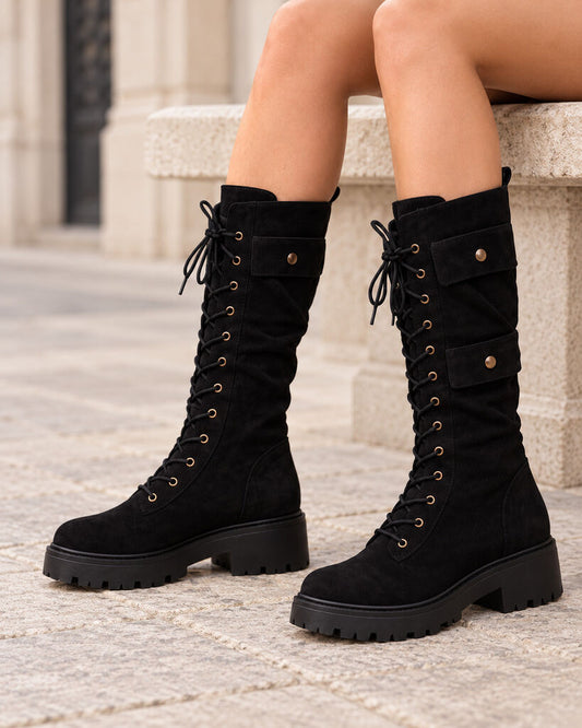 Knee High Boot Suede BLACK