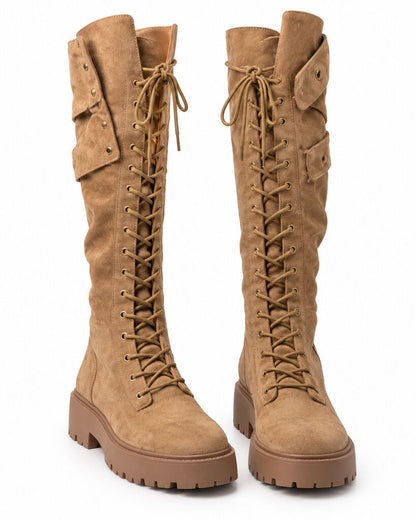 Knee High Boot Suede KHAKI