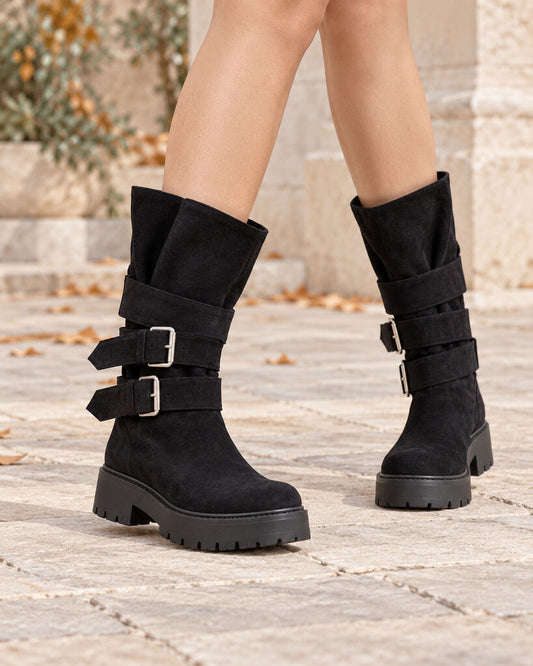 Knee High Boot Suede BLACK