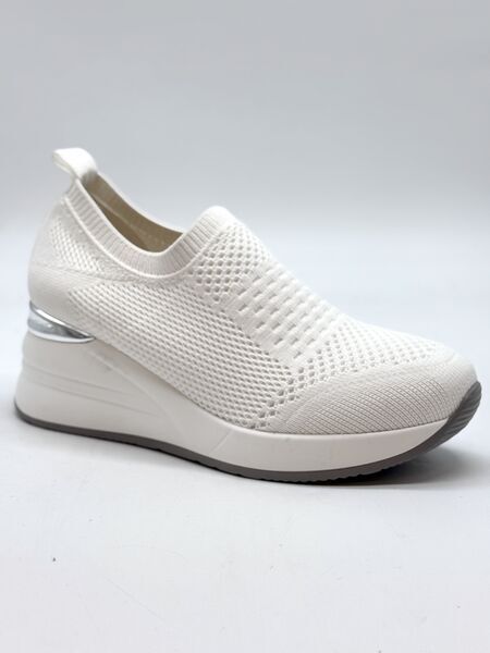 White Knit Slip-On Wedge Sneaker