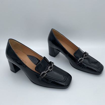Black Patent Loafers with Metal Accent