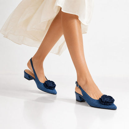 Sling-Back Velvet BLUE