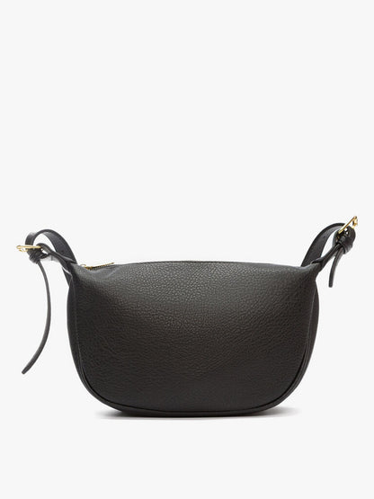 Black Textured Leather Crossbody Bag
