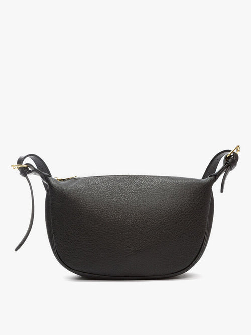 Black Textured Leather Crossbody Bag