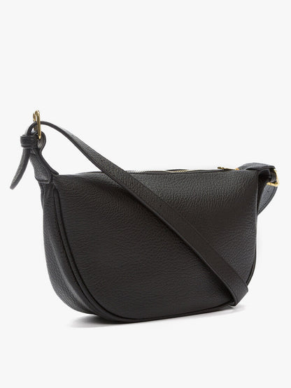 Black Textured Leather Crossbody Bag