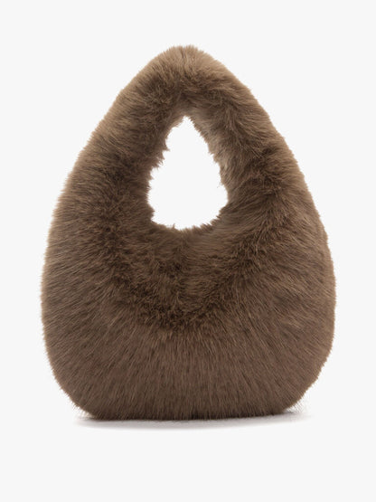 Brown Plush Textured Sling Bag