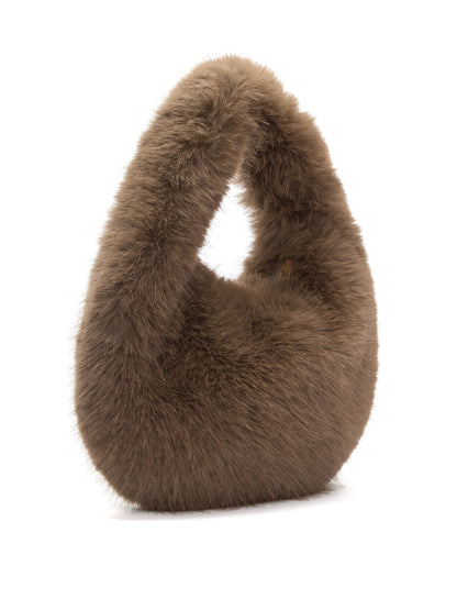 Brown Plush Textured Sling Bag