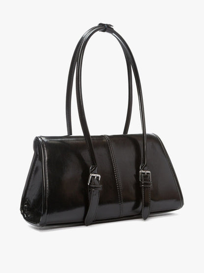 Black Patent Rectangle Bag with Double Straps