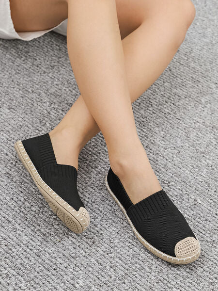Black Knit Espadrille with Contrast Toe