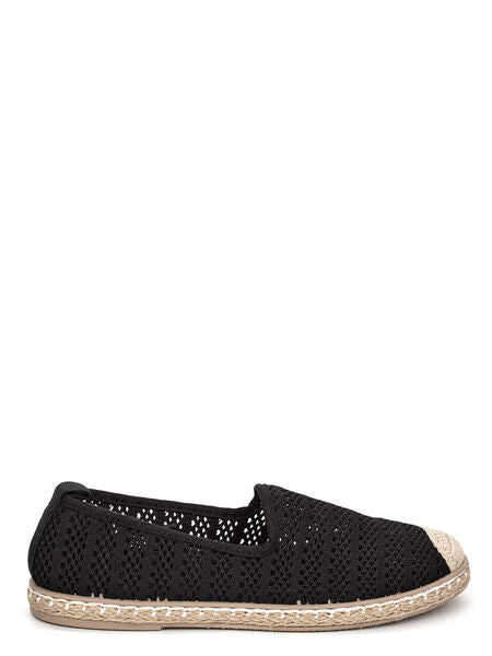 Black Knit Espadrilles with Contrast Toe
