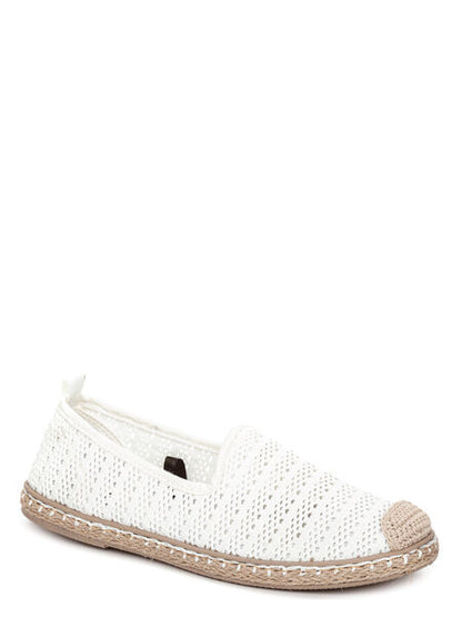 White Crochet Slip-On Espadrille with Braided Sole