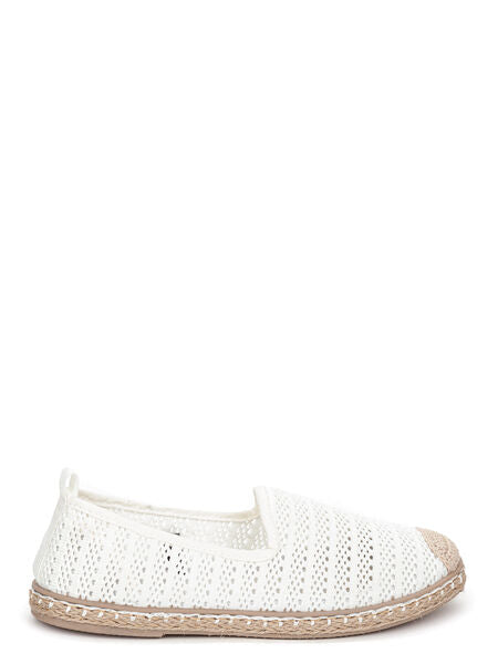 White Crochet Slip-On Espadrille with Braided Sole