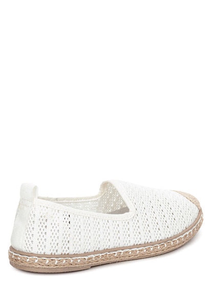 White Crochet Slip-On Espadrille with Braided Sole
