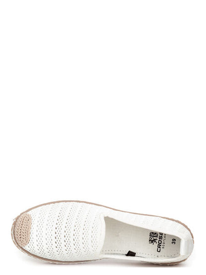 White Crochet Slip-On Espadrille with Braided Sole