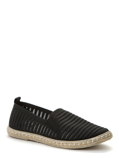 Black Mesh Slip-On Espadrille with Woven Sole