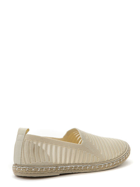 Beige Textured Slip-On Loafers with Espadrille Sole