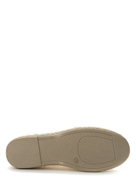 Beige Textured Slip-On Loafers with Espadrille Sole