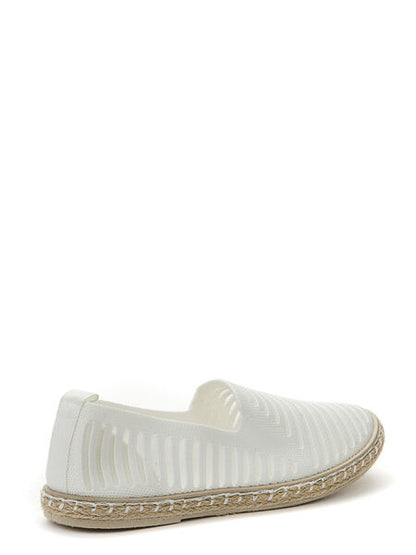 White Textured Slip-On Espadrille with Braided Sole