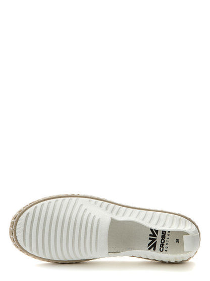 White Textured Slip-On Espadrille with Braided Sole